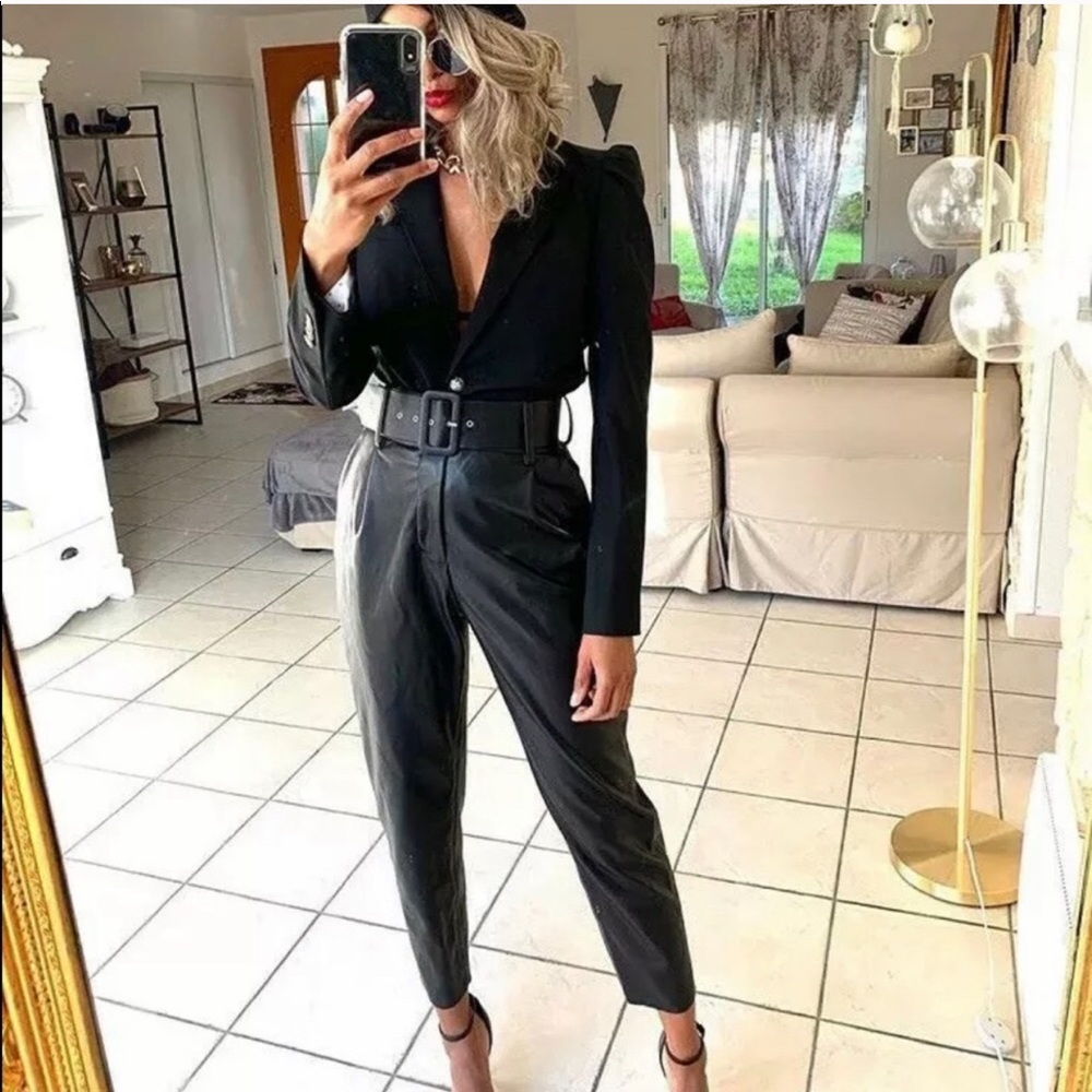 Zara faux leather belted pants (final price)